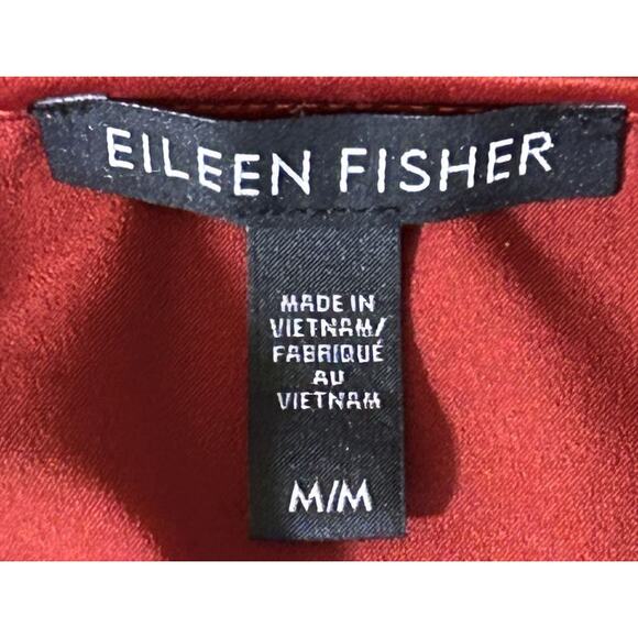 Eileen Fisher Satin Scoop Neck Burgundy Red Box Top Medium - Picture 5 of 6